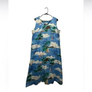 Blue and Green Hawaiian tropical dress